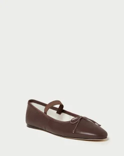 Discount Loeffler Randall Leonie Chocolate Leather Flat Ballet