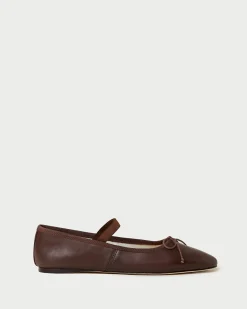 Discount Loeffler Randall Leonie Chocolate Leather Flat Ballet