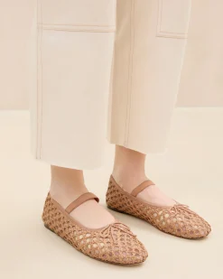 Discount Loeffler Randall Leonie Chocolate Leather Flat Ballet