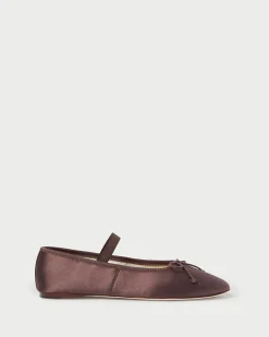Loeffler Randall Leonie Ballet Flat Chocolate Satin