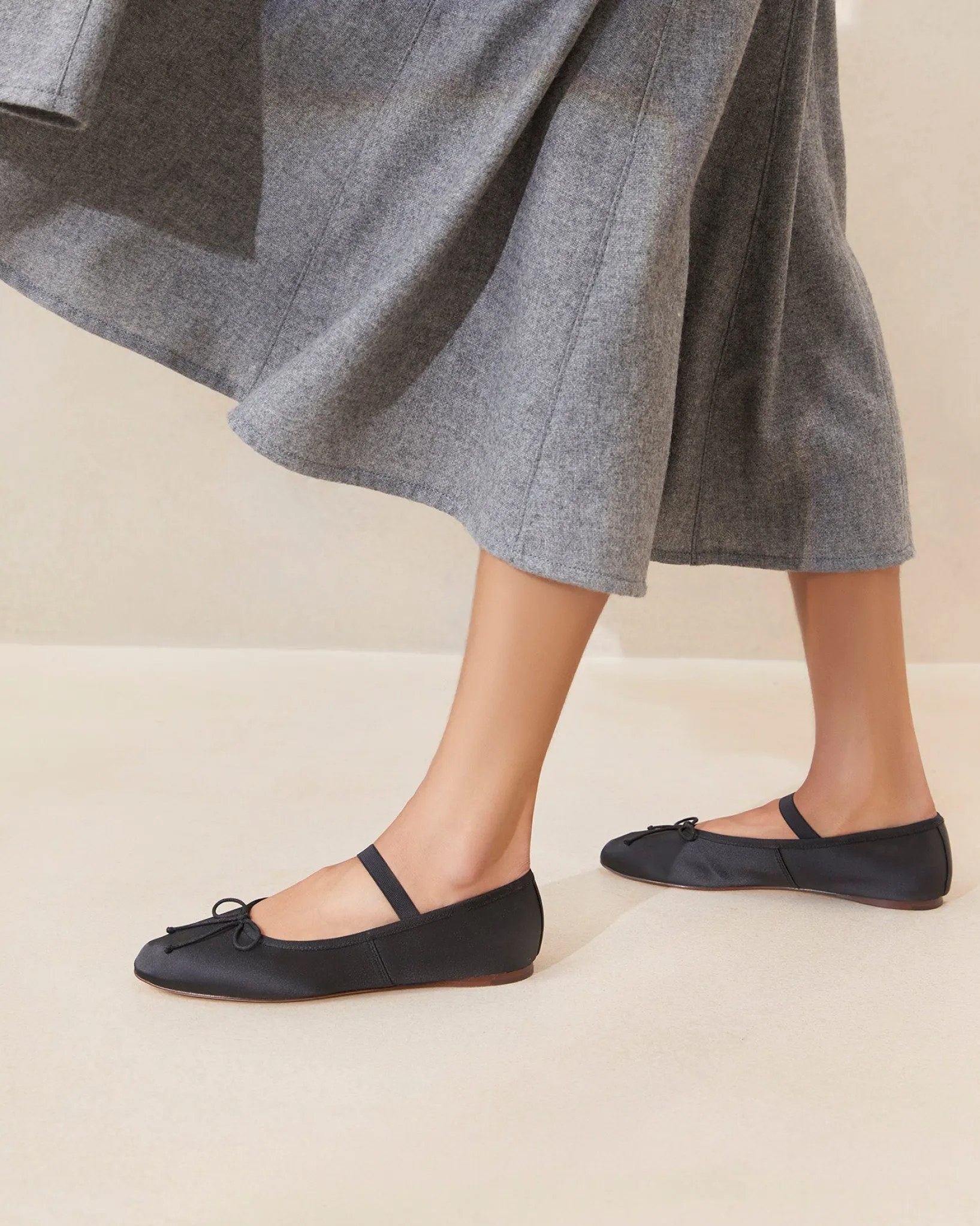 Loeffler Randall Leonie Ballet Flat Chocolate Satin