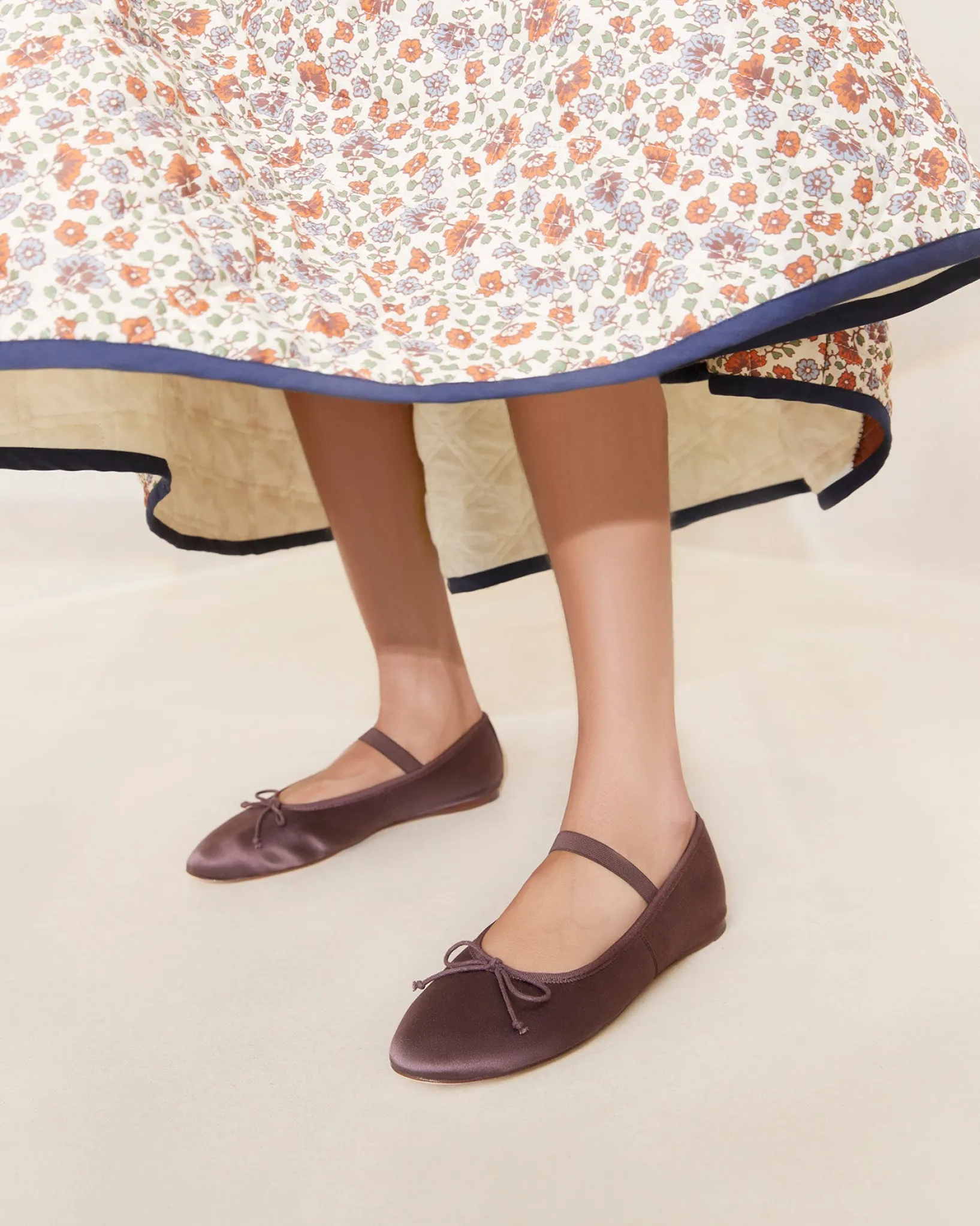 Loeffler Randall Leonie Ballet Flat Chocolate Satin