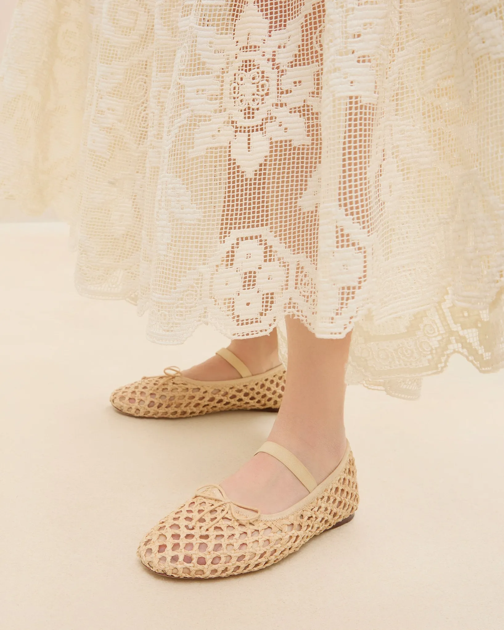 Discount Loeffler Randall Leonie Natural Crochet Ballet Flat Natural Crochet />