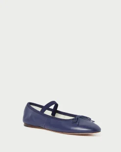 New Loeffler Randall Leonie Navy Leather Ballet Flat Navy />