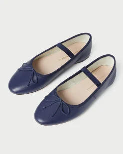 New Loeffler Randall Leonie Navy Leather Ballet Flat Navy /><noscript><img width=