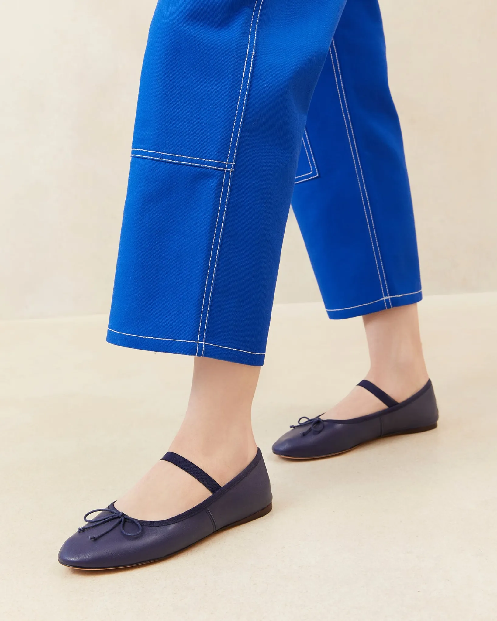 New Loeffler Randall Leonie Navy Leather Ballet Flat Navy />