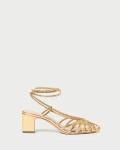 Clearance Loeffler Randall Livvy Leather Heeled Sandal Gold