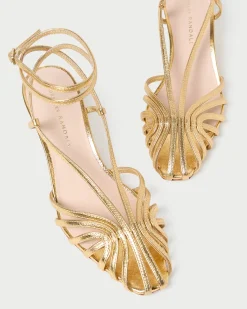 Clearance Loeffler Randall Livvy Leather Heeled Sandal Gold