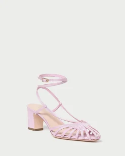 Clearance Loeffler Randall Livvy Leather Heeled Sandal Gold