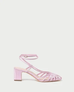 Discount Loeffler Randall Livvy Pink Moiré Heeled Sandal Powder Pink