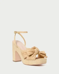 New Loeffler Randall Lucia Natural Pleated Bow Platform Natural />