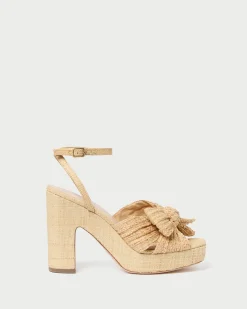 New Loeffler Randall Lucia Natural Pleated Bow Platform Natural />