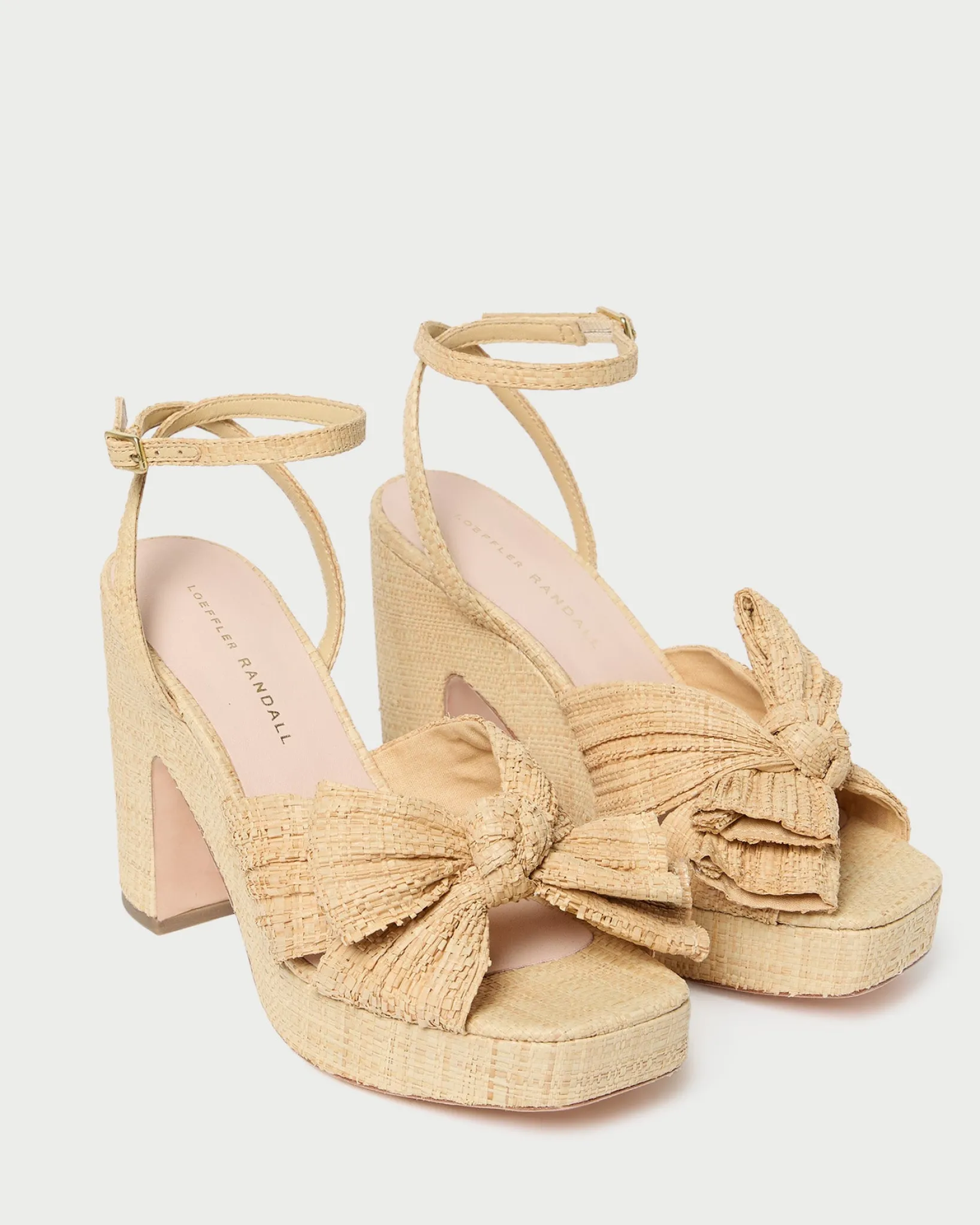 New Loeffler Randall Lucia Natural Pleated Bow Platform Natural />