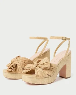 New Loeffler Randall Lucia Natural Pleated Bow Platform Natural /><noscript><img width=