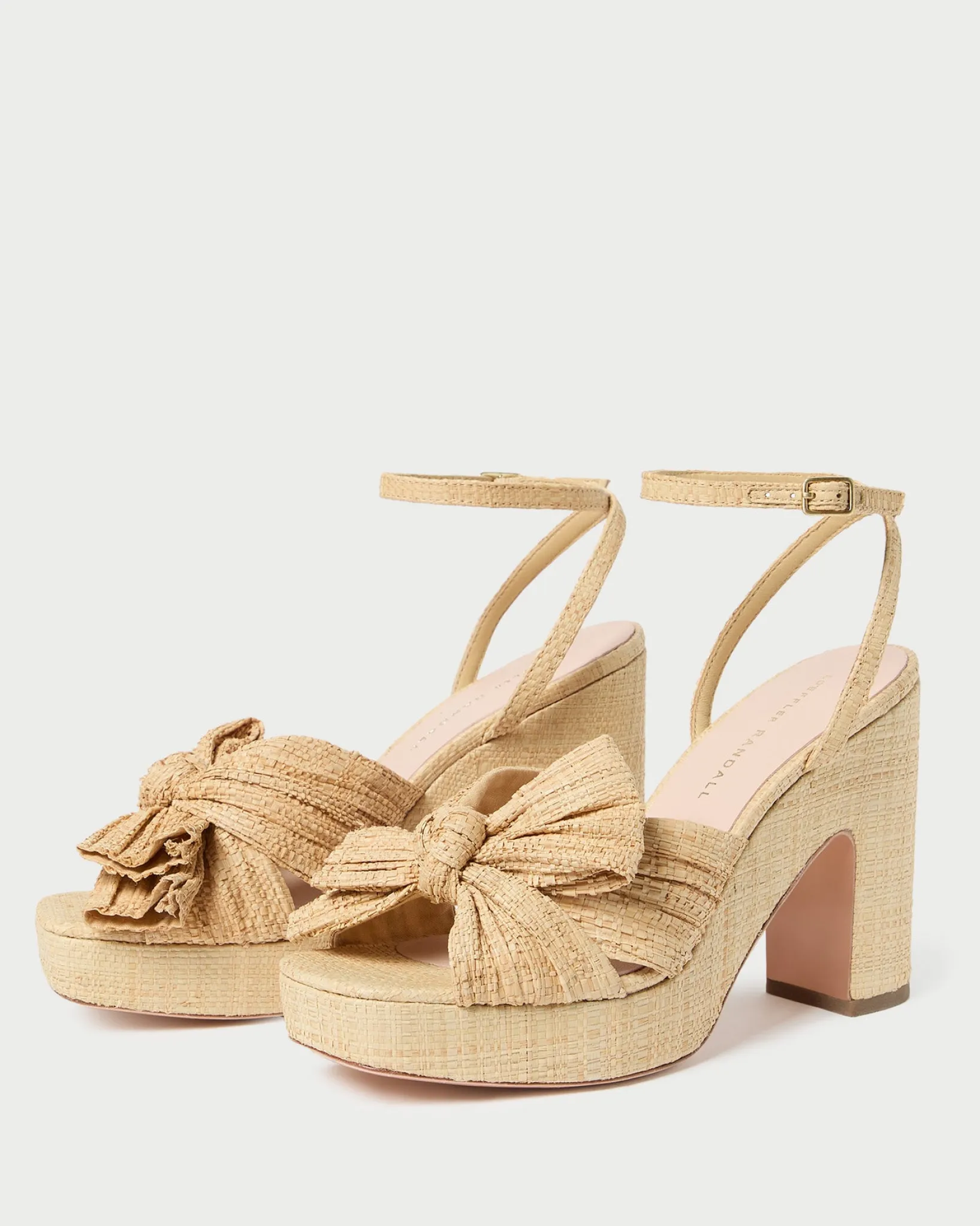 New Loeffler Randall Lucia Natural Pleated Bow Platform Natural />