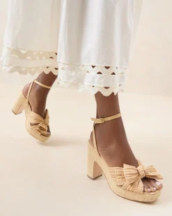 New Loeffler Randall Lucia Natural Pleated Bow Platform Natural /><noscript><img width=