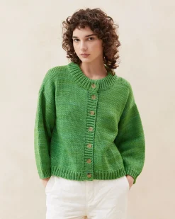 Sale Loeffler Randall Maddie Sapphire Mock Neck Cardigan Sapphire Green