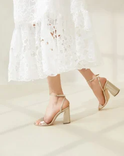 New Loeffler Randall Malia Curved-Heel Sandal Champagne