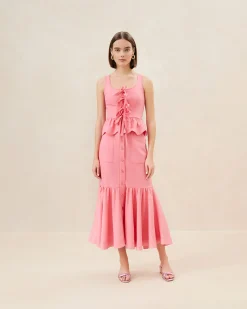 Discount Loeffler Randall Mateo Button-Front Skirt Watermelon