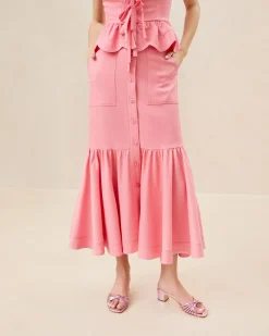 Discount Loeffler Randall Mateo Button-Front Skirt Watermelon
