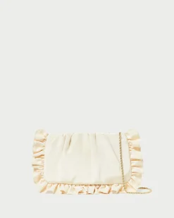 Discount Loeffler Randall Mavis Moiré Ruffle Clutch Vanilla