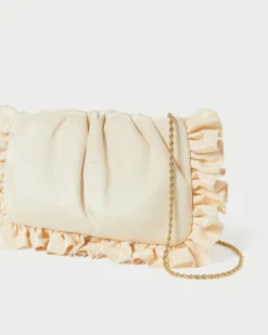 Discount Loeffler Randall Mavis Moiré Ruffle Clutch Vanilla