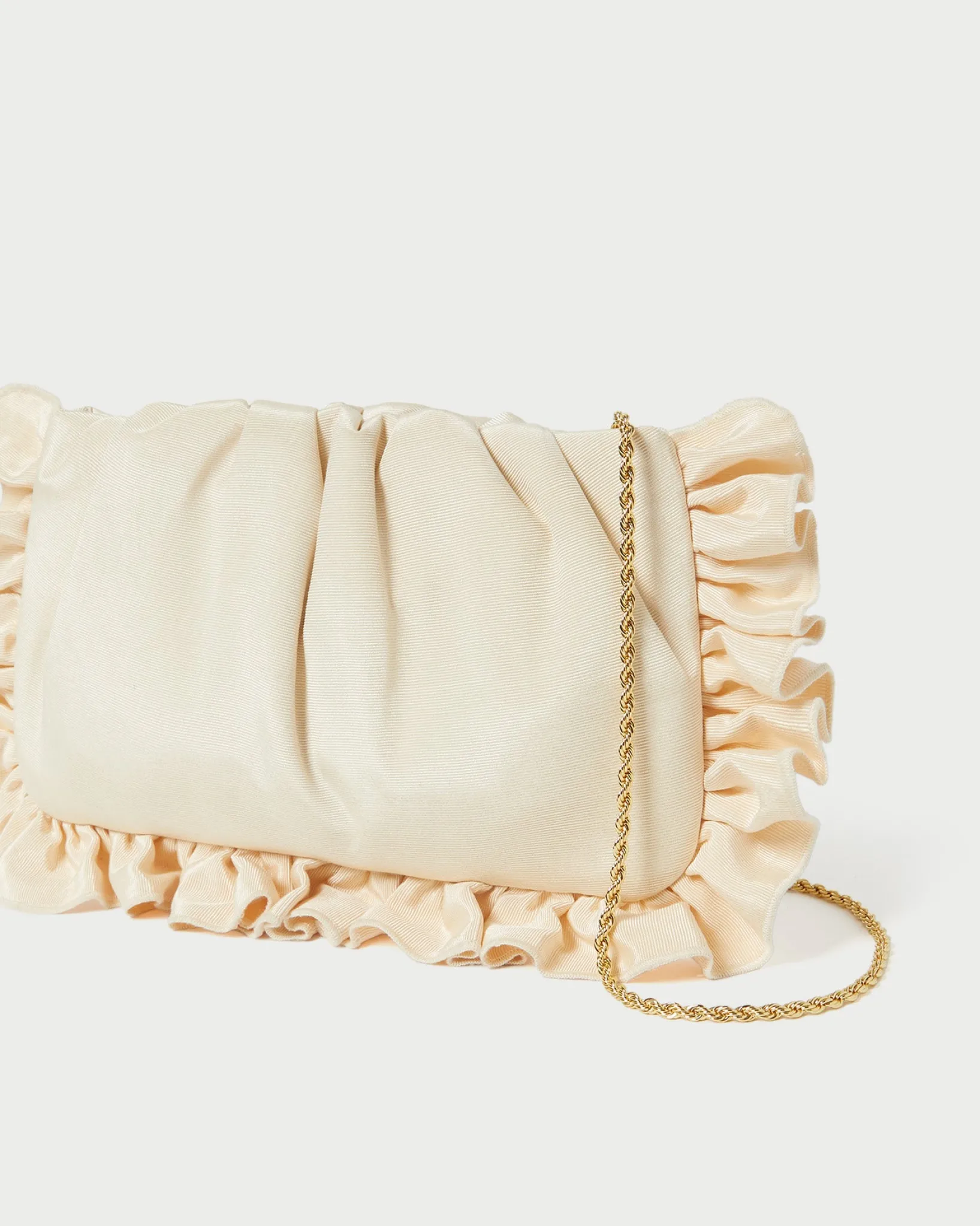 Discount Loeffler Randall Mavis Moiré Ruffle Clutch Vanilla