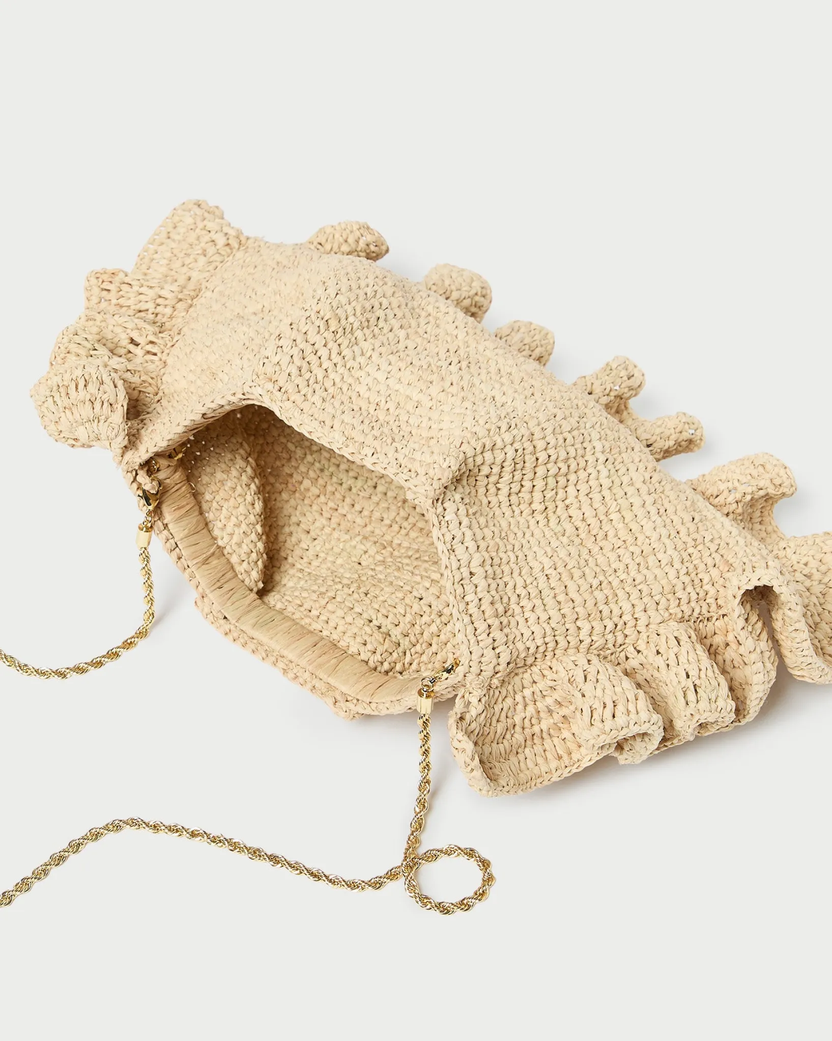 Discount Loeffler Randall Mavis Moiré Ruffle Clutch Vanilla