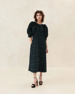 New Loeffler Randall Maxwell Corduroy Dress Black Floral