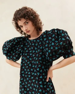 New Loeffler Randall Maxwell Corduroy Dress Black Floral