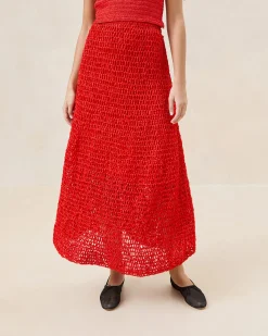 New Loeffler Randall Meredith Poppy Woven Ribbon Skirt Poppy />
