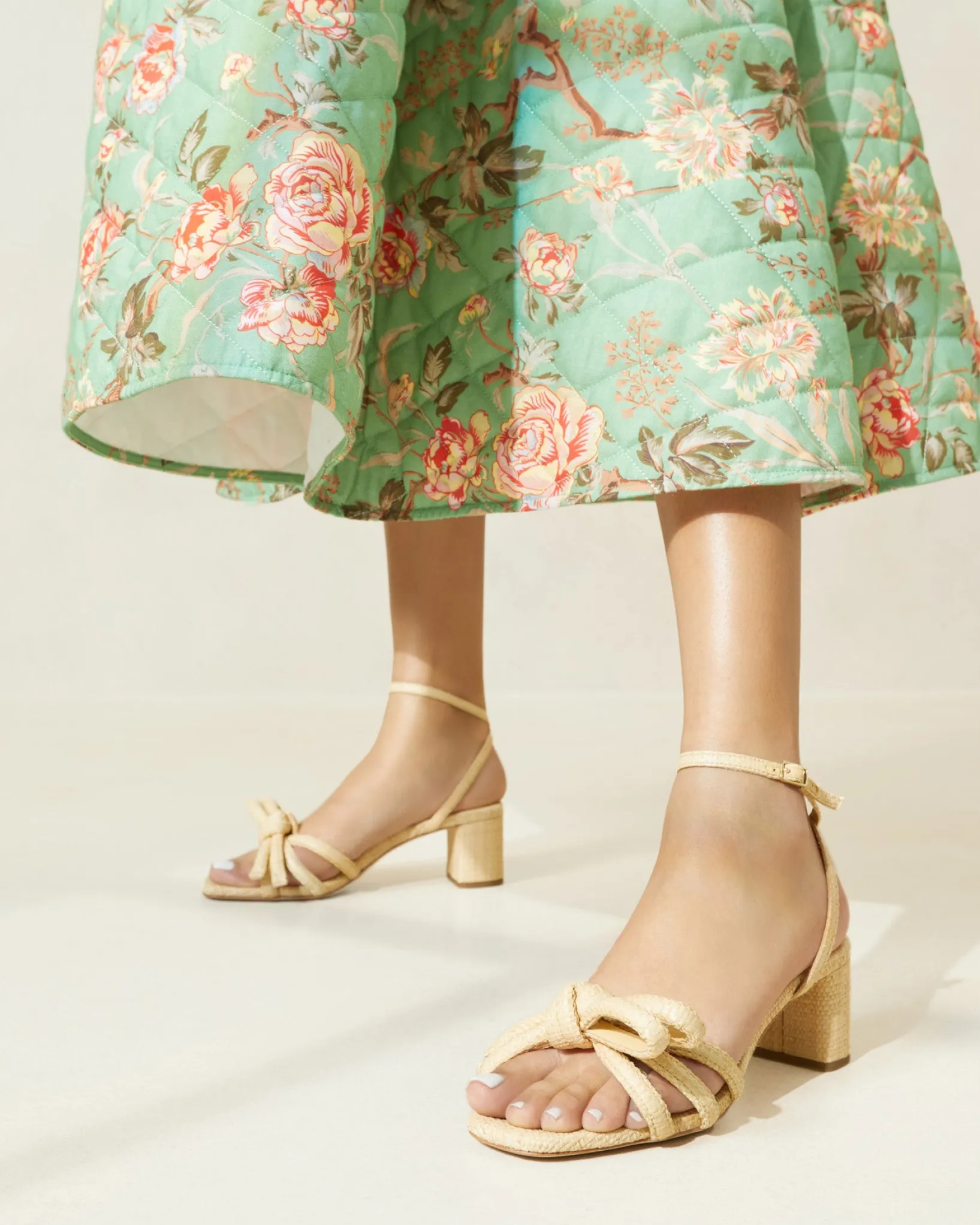 Best Loeffler Randall Mikel Bow Mid-Heel Sandal Natural