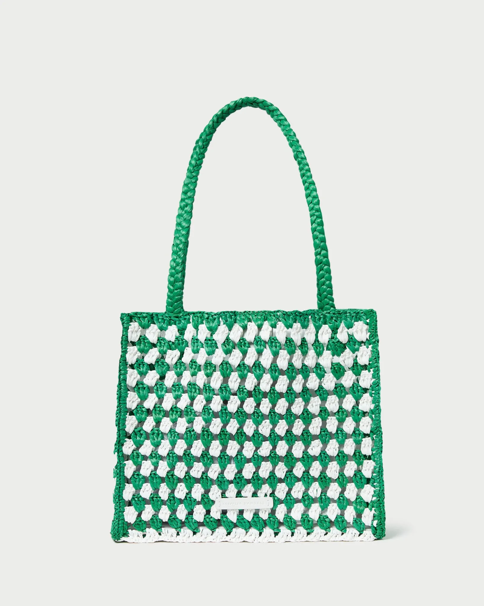 Sale Loeffler Randall Missy Blue/Cream Crochet Tote Cream/Blue