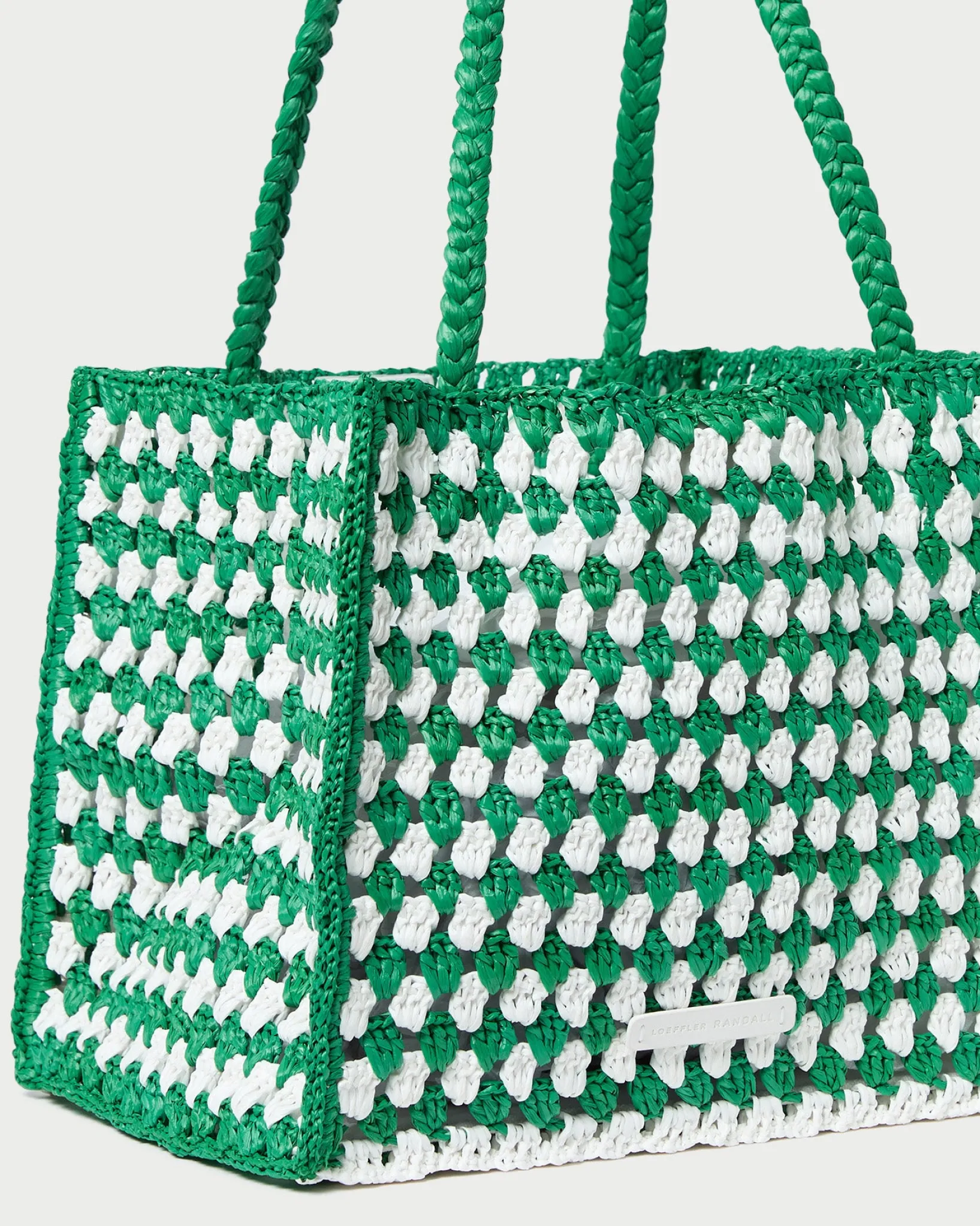 Sale Loeffler Randall Missy Blue/Cream Crochet Tote Cream/Blue