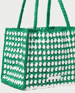 Hot Loeffler Randall Missy Crochet Tote Green/Cream