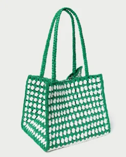 Hot Loeffler Randall Missy Crochet Tote Green/Cream