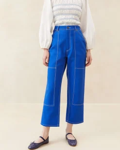 Outlet Loeffler Randall Molly Blue Denim Carpenter Pant Bright Blue /><noscript><img width=