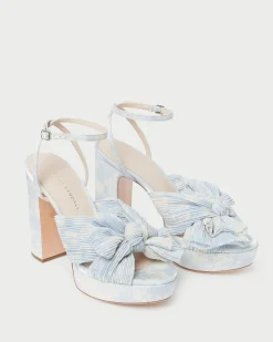 Sale Loeffler Randall Natalia Blue Floral Bow Heel Dusty Blue Floral