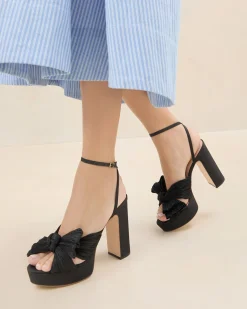 Sale Loeffler Randall Natalia Blue Floral Bow Heel Dusty Blue Floral