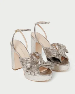 Best Loeffler Randall Natalia Platform Bow Heel Platinum