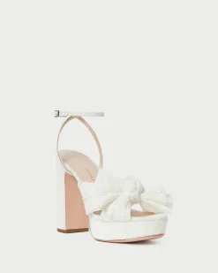 Best Loeffler Randall Natalia White Lace Bow Heel White/Cream