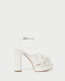 Best Loeffler Randall Natalia White Lace Bow Heel White/Cream