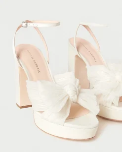 Best Loeffler Randall Natalia White Lace Bow Heel White/Cream