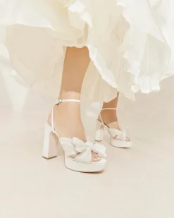 Best Loeffler Randall Natalia White Lace Bow Heel White/Cream