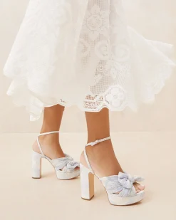 Best Loeffler Randall Natalia White Lace Bow Heel White/Cream