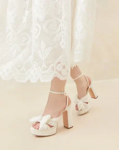 Best Loeffler Randall Natalia White Lace Bow Heel White/Cream