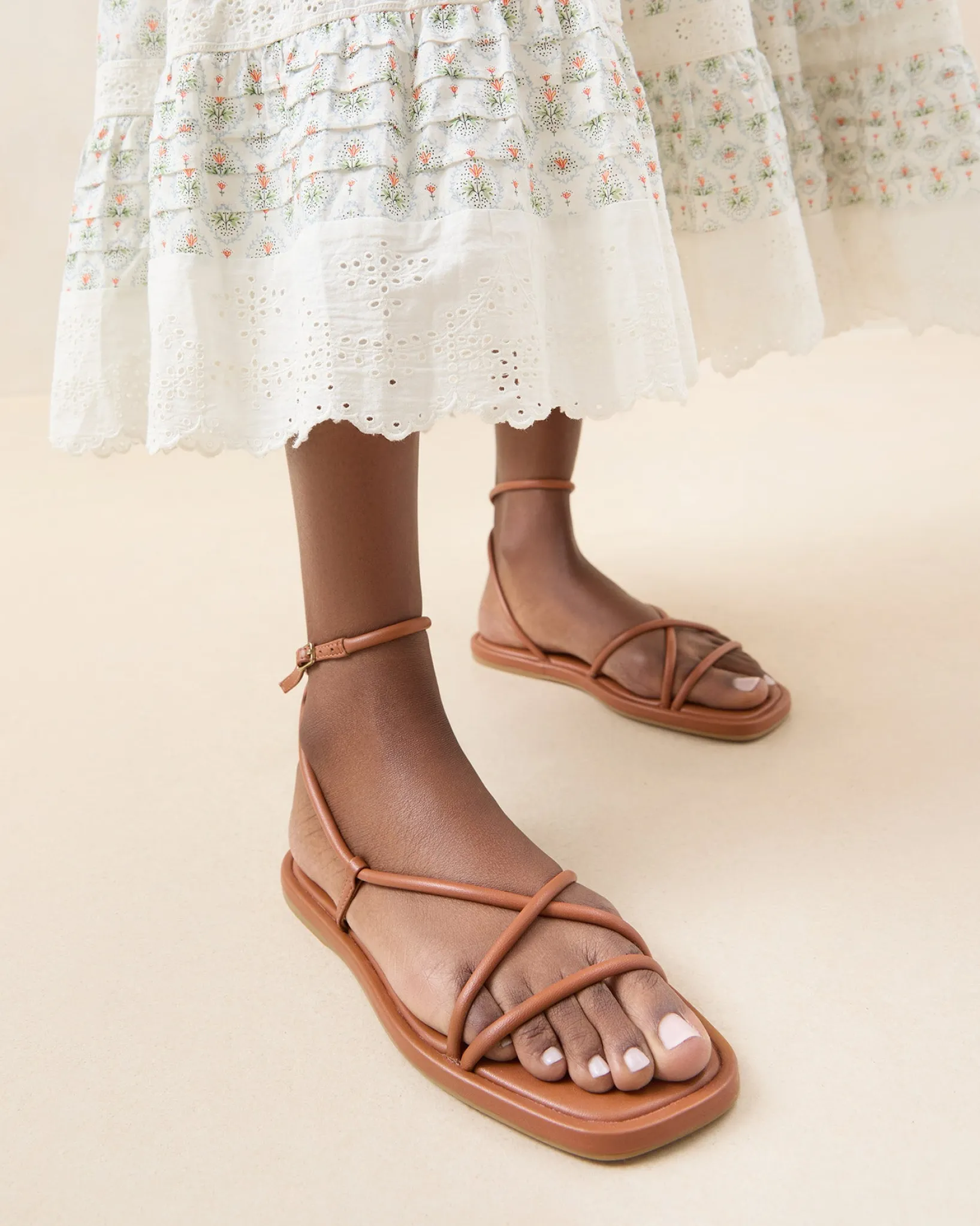 Outlet Loeffler Randall Noor Leather Flat Sandal Gold