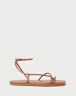 Sale Loeffler Randall Noor Leather Flat Sandal Timber