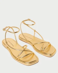 Sale Loeffler Randall Noor Leather Flat Sandal Timber