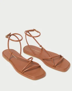 Sale Loeffler Randall Noor Leather Flat Sandal Timber
